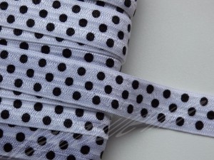 Гумова стрічка для пов'язок, 1,6 см, БІЛА в горошок