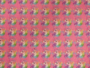 Екошкіра "Єдиноріжки", РОЖЕВА З БЛИСКІТКАМИ, 20*30 см