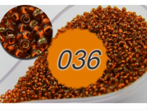 Бісер із сріблястою серединкою (036) ПОМАРАНЧЕВИЙ, 10 гр