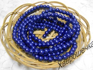 Перлини скляні глянцеві 4 мм СИНІ