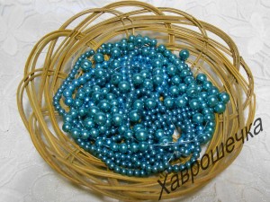 Перлини скляні глянцеві 10 мм БІРЮЗОВИЙ