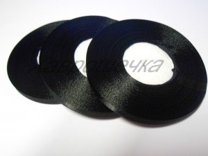 Стрічка атласна 0,5 см (604) ЧОРНА