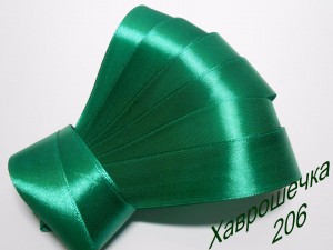 Стрічка атласна 2,5 см (206) ТЕМНО-ЗЕЛЕНА