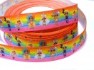 Репсова стрічка 2,5 см, "Hairdorables", ПОМАРАНЧЕВО-РОЖЕВА