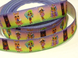 Репсова стрічка 2,5 см, "Hairdorables", БУЗКОВО-ЖОВТА