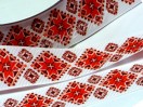 Репсова стрічка 2,5 см, ЧЕРВОНІ РОМБИКИ